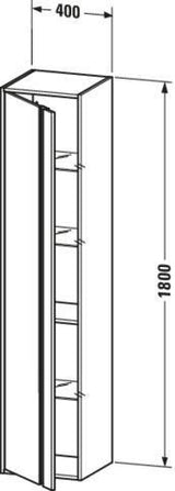 DURAVIT Hochschrank Ketho 1800 mm, 1 Tür links, Eiche Terra – wandhängend mit Soft-Close