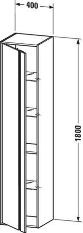 DURAVIT Hochschrank Ketho 1800 mm, 1 Tür links, Eiche Terra – wandhängend mit Soft-Close