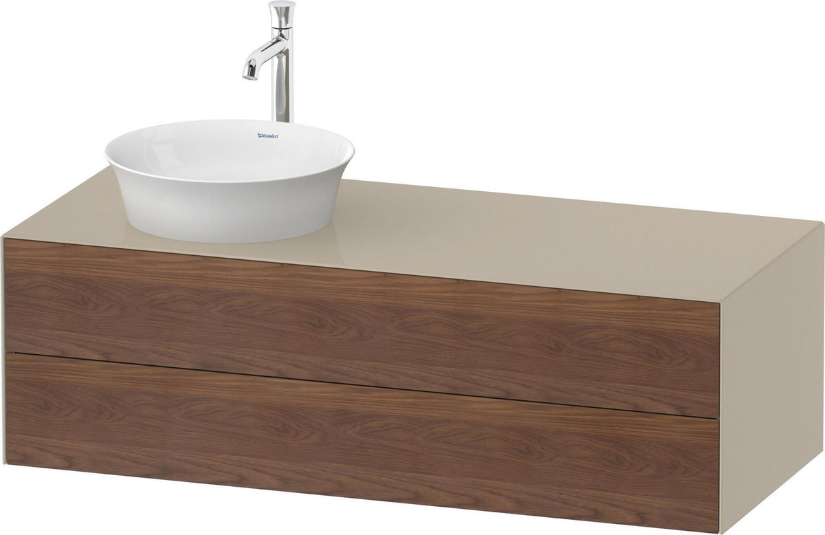 DURAVIT White Tulip Konsolenwaschtischunterbau 1300 mm Nussbaum/Taupe, 2 Schubkästen, wandhängend