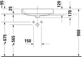 Aufsatzbecken Happy D.2 Plus 600 mm von DURAVIT – mit Überlauf, Hahnlochbank und geschliffener Oberfläche