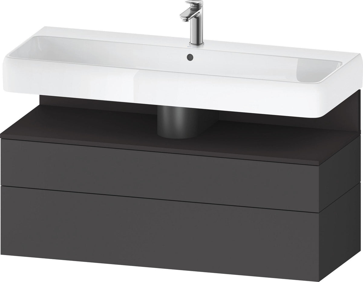 Duravit Qatego Waschtischunterbau 1190 mm – Weiß Matt mit Eiche Schwarz Nische, 1 Auszug, LED