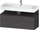 Duravit Qatego Waschtischunterbau 1190 mm – Weiß Matt mit Eiche Schwarz Nische, 1 Auszug, LED