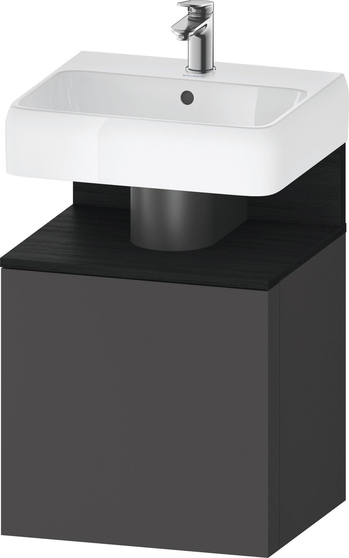 DURAVIT Qatego Waschtischunterbau 490 mm wandhängend, 1 Tür links, Weiß Matt mit Eiche Schwarz Nische