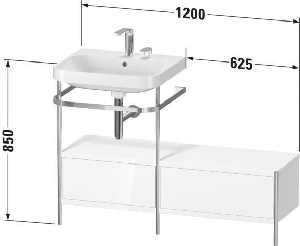 Duravit Happy D.2 Plus Waschtischset 1200 mm taupe supermatt – Einrichtungssystem Nussbaum rechts, bodenstehend, mit Hahnloch