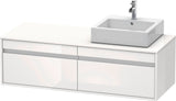 Duravit Ketho Waschtischunterbau wandhängend 1400 mm, 2 Auszüge, weiß matt, Becken links