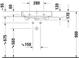 DURAVIT Möbelwaschtisch Happy D.2 600 mm mit Überlauf, 1 Hahnloch, geschliffen