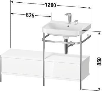 Duravit Waschtischset Happy D.2 Plus 1200x490mm taupe supermatt – Einrichtungssystem Nussbaum rechts