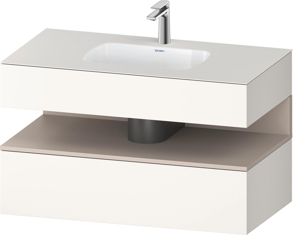 DURAVIT Qatego Einbauwaschtisch mit Konsolenwaschtischunterbau 1000 mm, 1 Auszug, antibakteriell