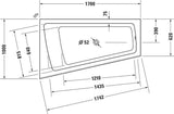 DURAVIT Paiova Badewanne 1700x1000 mm Einbau mit Acrylverkleidung, Rückenschräge links, Weiß