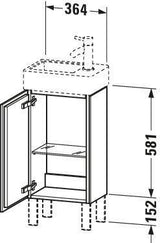 Duravit L-Cube Waschtischunterbau 582x364x241mm betongrau matt, Anschlag links, 1 Tür