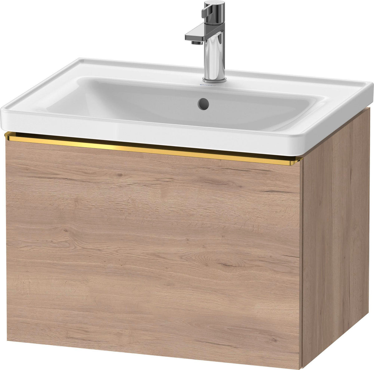 Duravit D-Neo Waschtischunterbau 634 mm betongrau matt mit Bronze-Griff und Soft-Close-Auszug