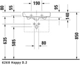 DURAVIT Happy D.2 Möbel-Handwaschbecken 500 mm mit Überlauf und Hahnlochbank, weiß