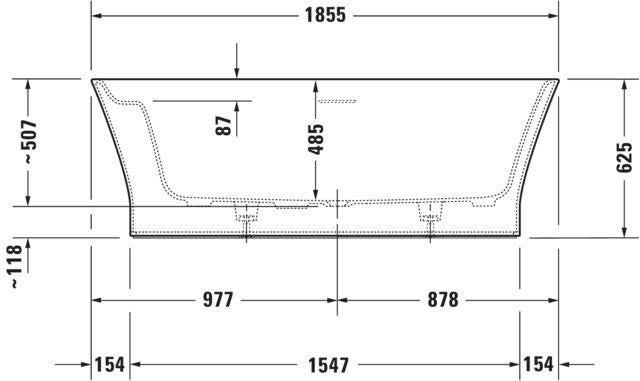 DURAVIT Cape Cod Whirlwanne 1855x885 mm freistehend mit Air-System, 1 Rückenschräge, Weiß Matt