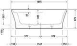 DURAVIT Cape Cod Whirlwanne 1855x885 mm freistehend mit Air-System, 1 Rückenschräge, Weiß Matt