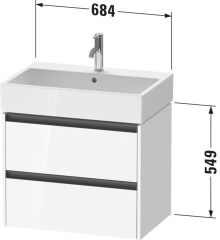 Duravit Ketho.2 Waschtischunterbau 684 mm Eiche Terra mit 2 Schubkästen und Soft-Close