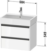 Duravit Ketho.2 Waschtischunterbau 684 mm Eiche Terra mit 2 Schubkästen und Soft-Close