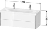 Duravit Möbelwaschtischset XVIU 1200x480mm Chaos mit Unterbau, 2 Schubkästen, Nussbaum mitte