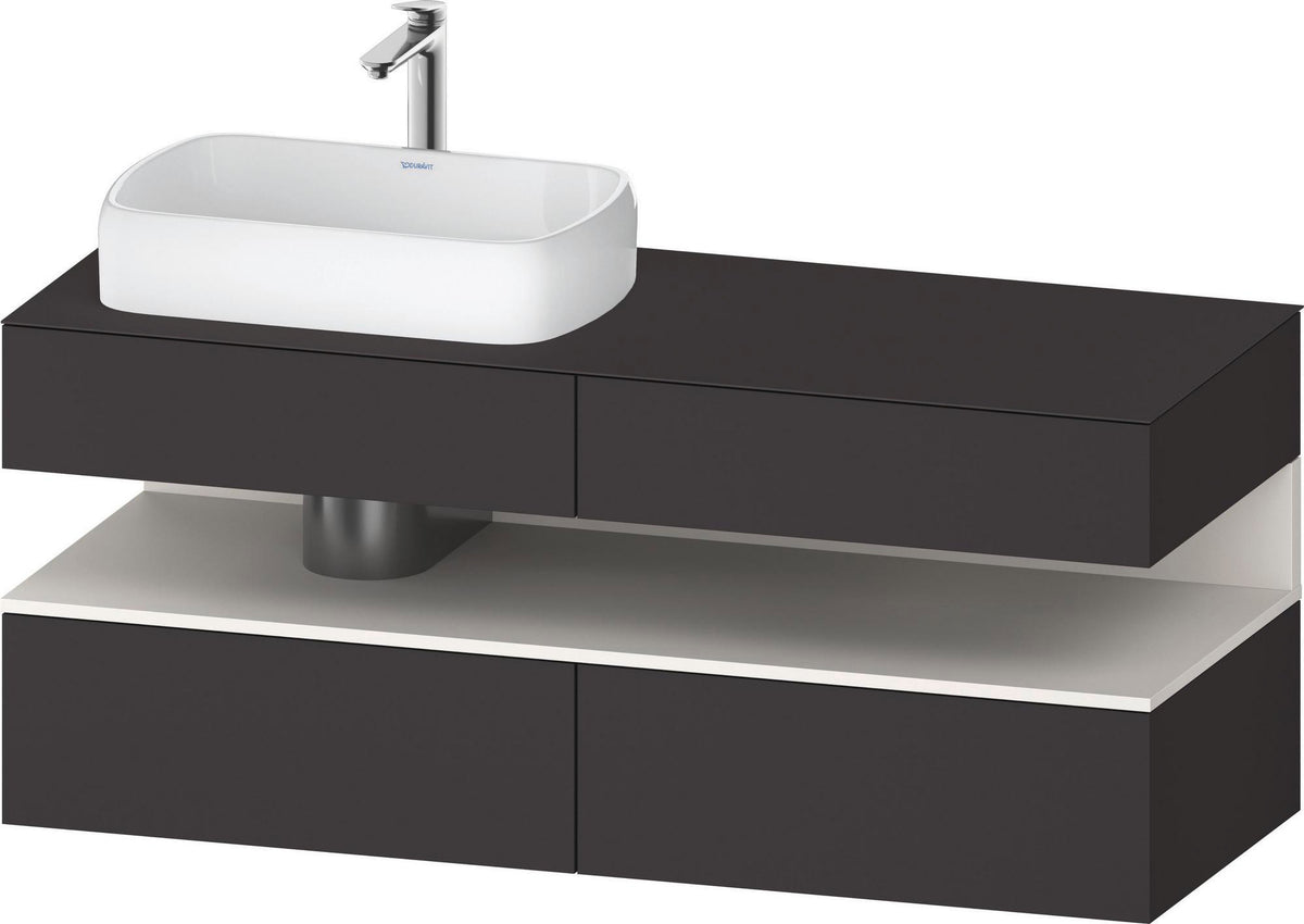 DURAVIT Qatego Studio F. A. Porsche Konsolenwaschtischunterbau 1400 mm Weiß Matt mit LED-Nischenbeleuchtung