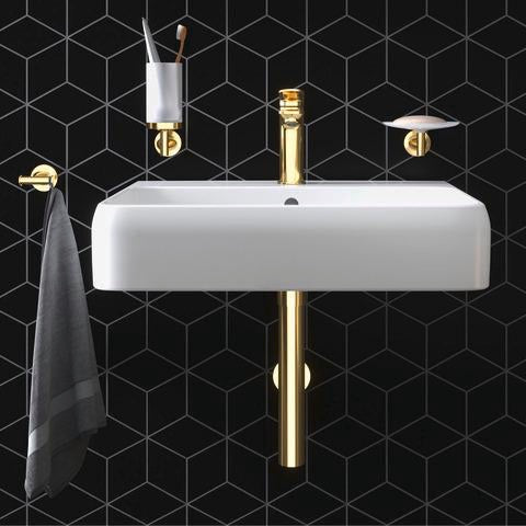 DURAVIT Starck T Zahnputzbecher, Chrom, Akzentfarbe Weiß Matt, 65x98x173 mm, Glas, Messing