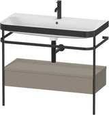 DURAVIT Happy D.2 c-bonded Waschtischset mit Metallkonsole, 975 mm, Steingrau Seidenmatt, 1 Schubkasten