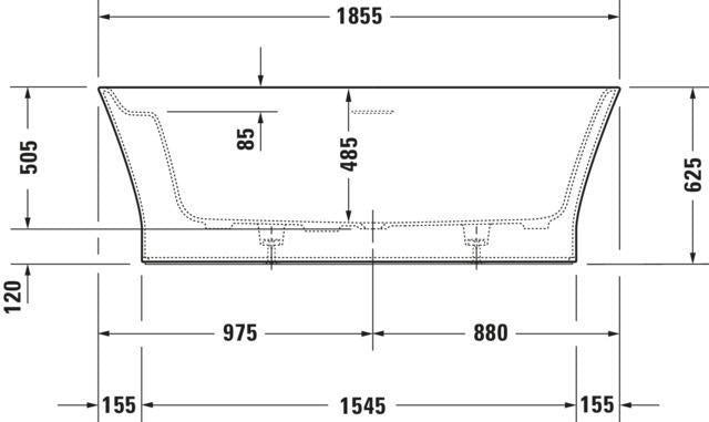 DURAVIT Cape Cod Freistehbadewanne 1855x885 mm Mineralguss Weiß Matt mit Fußgestell