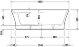 DURAVIT Cape Cod Freistehbadewanne 1855x885 mm Mineralguss Weiß Matt mit Fußgestell