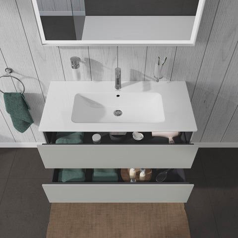 Duravit L-Cube Waschtischunterbau 1020 mm taupe matt – wandhängend, 2 Schubkästen, Tip-On