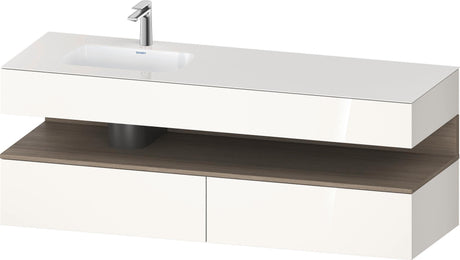 DURAVIT Qatego Einbauwaschtisch mit Konsolenwaschtischunterbau 1600 mm Eiche Terra & Weiß Matt