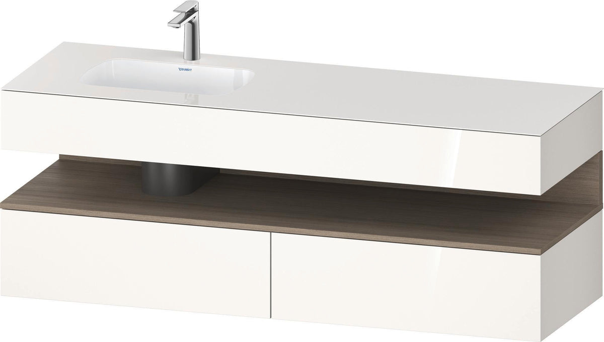 DURAVIT Qatego Einbauwaschtisch mit Konsolenwaschtischunterbau Basalt & Eiche Terra Matt 1600x500x600 mm