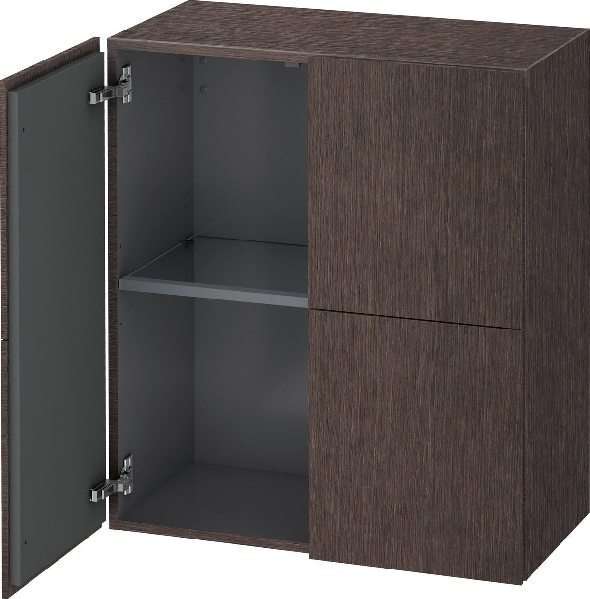 Duravit L-Cube Halbhochschrank 700 mm, 2 Türen, Nussbaum gebürstet, wandhängend, Soft-Close