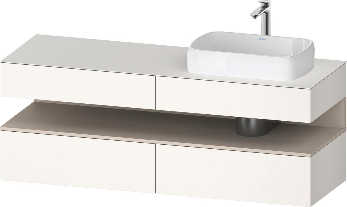 Duravit Qatego Konsolenwaschtischunterbau 1600 mm Weiß Hochglanz mit Eiche Schwarz Nische