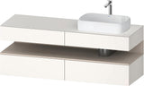 Duravit Qatego Konsolenwaschtischunterbau 1600 mm Weiß Hochglanz mit Eiche Schwarz Nische