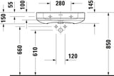 DURAVIT Waschtisch Soleil by Starck 650 mm Weiß mit Überlauf und Hahnlochbank