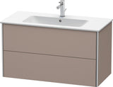 Duravit XSquare Waschtischunterbau 1010 mm, 2 Schubkästen, Basalt Matt – Wandhängend mit Tip-On