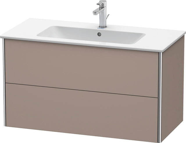 Duravit XSquare Waschtischunterbau 1010 mm, 2 Schubkästen, Basalt Matt – Wandhängend mit Tip-On