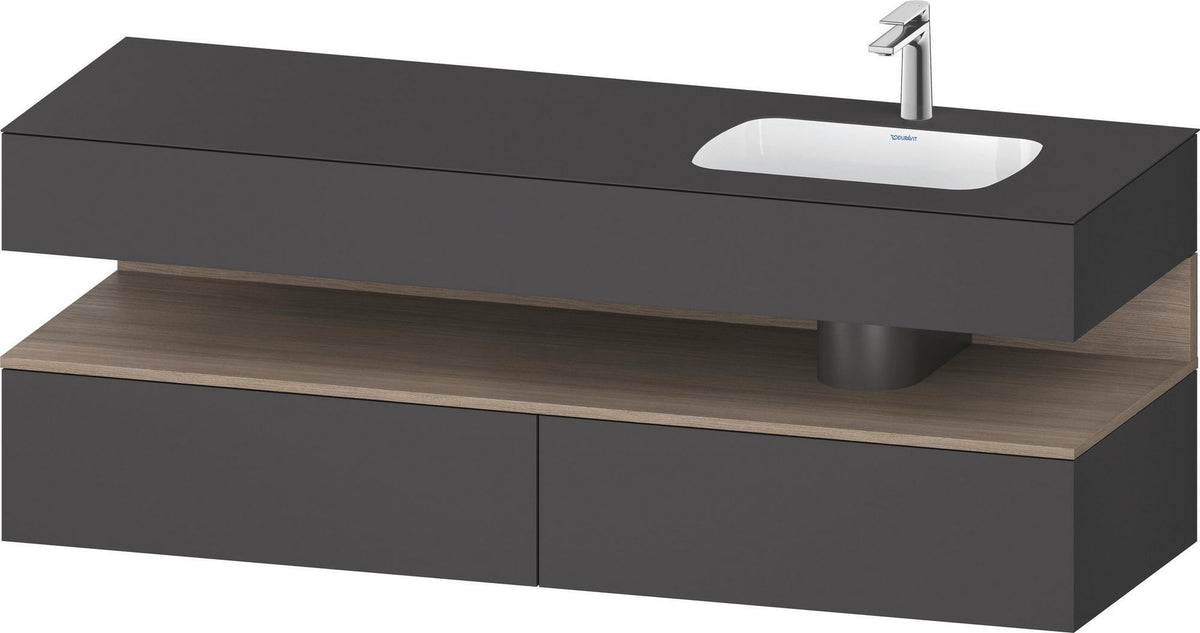 DURAVIT Qatego Einbauwaschtisch mit Konsolenwaschtischunterbau 1600x550x600 mm Eiche Terra & Weiß Matt