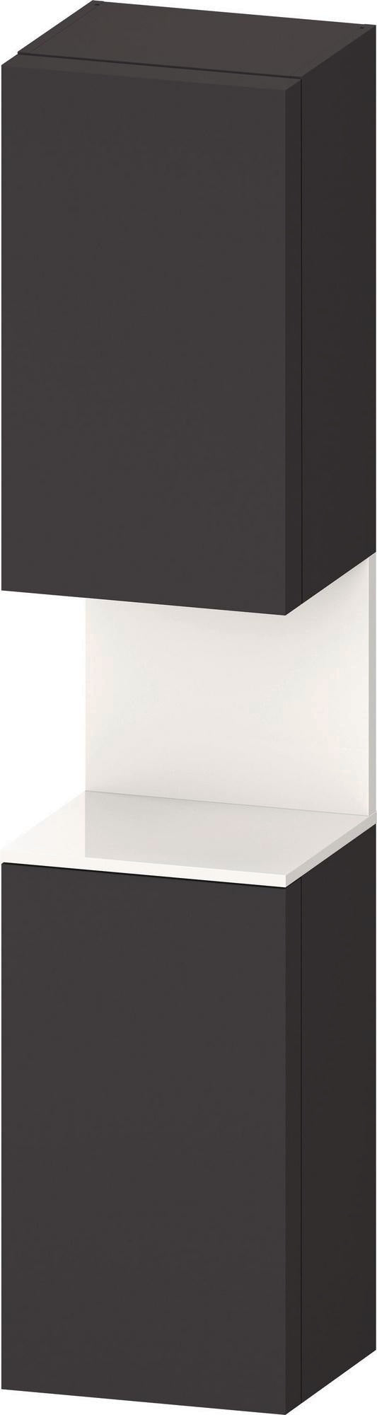 DURAVIT Qatego Hochschrank 400 mm Eiche Schwarz Matt – 2 Türen, Soft-Close, Tip-on