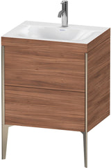 Duravit XViu Waschtischunterbauset 610 mm mit 2 Auszügen, champagner matt / amerikanischer Nussbaum
