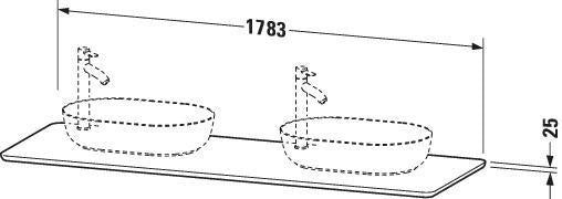 DURAVIT Luv Massivholzkonsole 1783 mm Amerikanischer Nussbaum mit 2 Ausschnitten