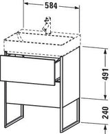 Duravit XSQUARE Waschtischunterbau 584x731x460 mm mit integriertem Fußgestell, 2 Auszüge, s-matt/Eiche