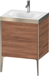 Duravit XViu Waschtischunterbauset 610 mm mit 2 Auszügen, champagner matt / amerikanischer Nussbaum