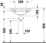 DURAVIT Handwaschbecken Serie 1930 500 mm mit Überlauf, 1 Hahnloch, weiß WonderGliss
