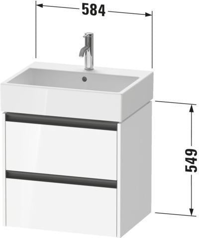 Duravit Ketho.2 Waschtischunterbau wandhängend 584 mm Eiche Terra mit 2 Schubkästen