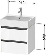 Duravit Ketho.2 Waschtischunterbau wandhängend 584 mm Eiche Terra mit 2 Schubkästen
