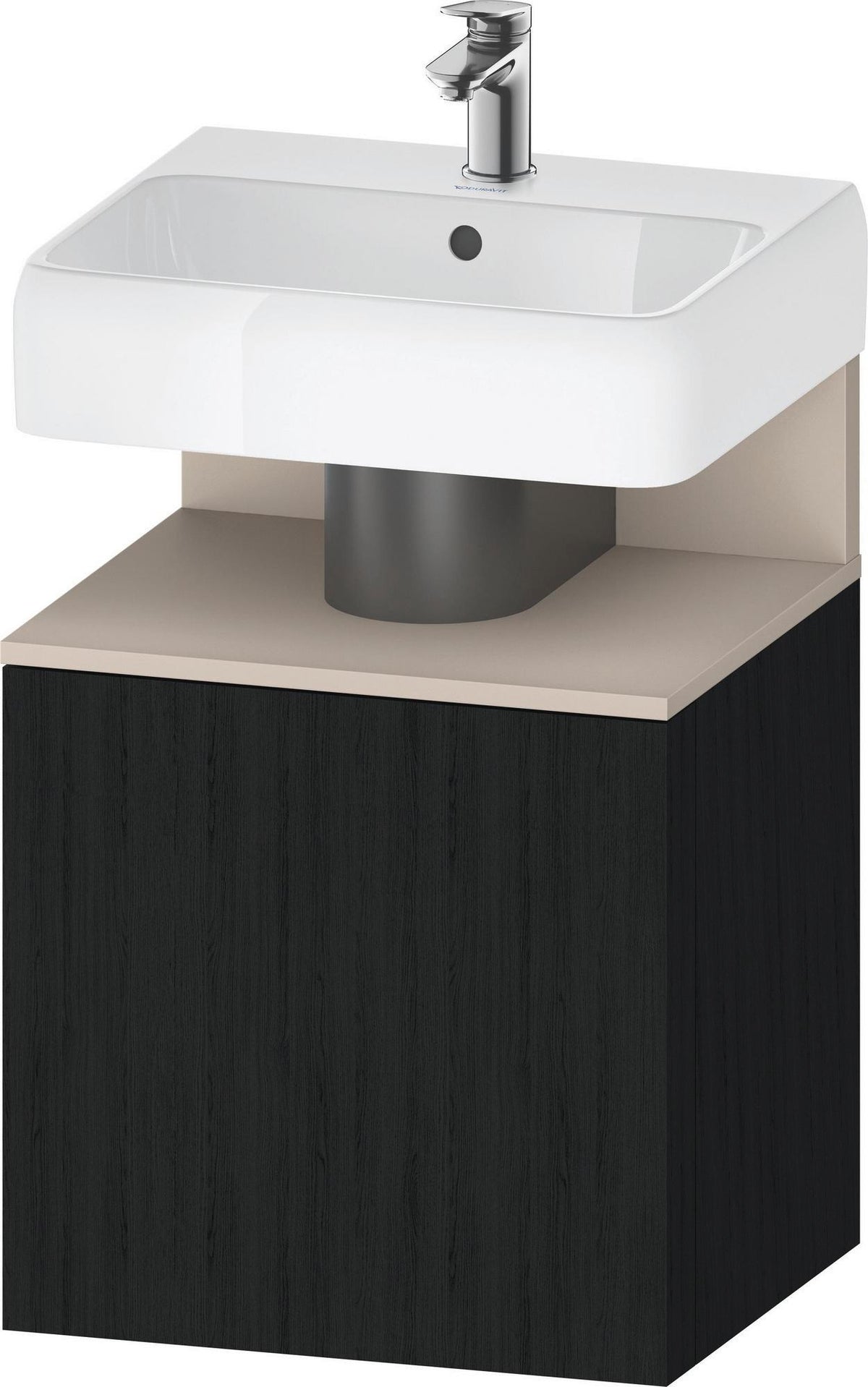 DURAVIT Qatego Waschtischunterbau 490 mm wandhängend, 1 Tür links, Weiß Matt mit Eiche Schwarz Nische