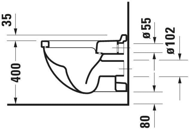 Duravit Wand-WC Starck 3 Tiefspüler 545 mm mit WonderGliss Beschichtung, weiß