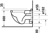 Duravit Wand-WC Starck 3 Tiefspüler 545 mm mit WonderGliss Beschichtung, weiß