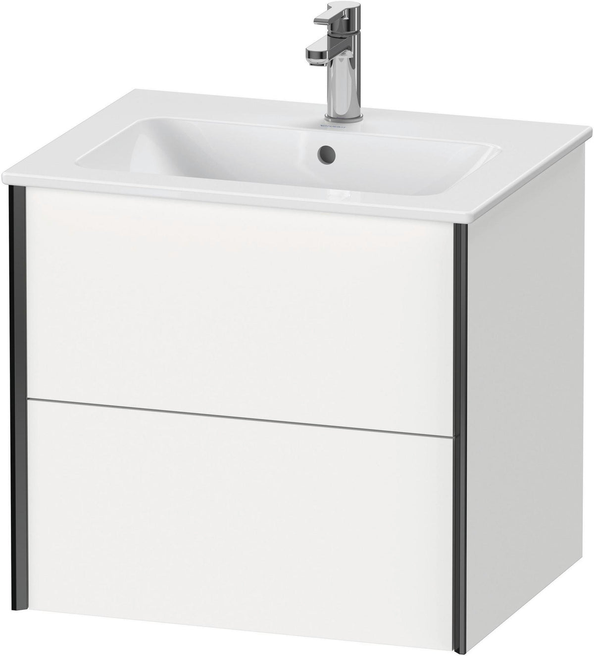 DURAVIT XViu Waschtischunterbau wandhängend 610 mm, 2 Schubkästen, weiß matt – ohne Griff, mit Tip-On-Technik