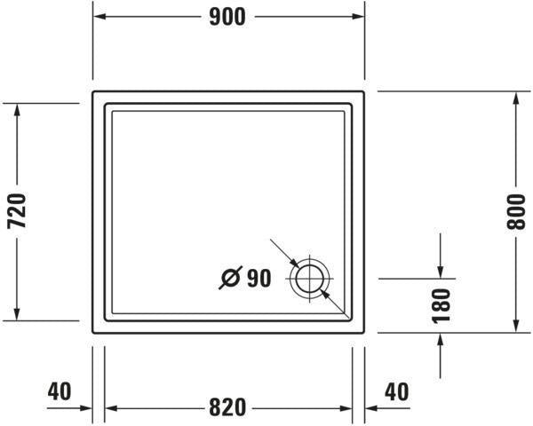 DURAVIT Starck Slimline Duschwanne 750x900 mm Weiß mit Antislip – Rechteckig, Sanitäracryl