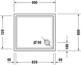 DURAVIT Starck Slimline Duschwanne 750x900 mm Weiß mit Antislip – Rechteckig, Sanitäracryl
